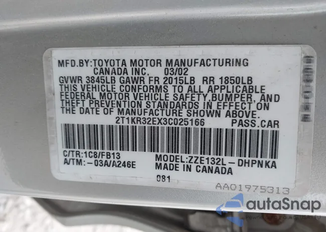 2T1KR32EX3C025166: 43660702