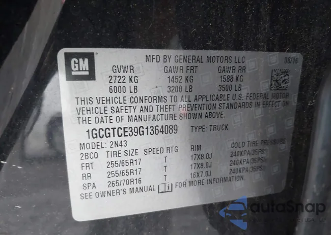 1GCGTCE39G1364089: 43659840