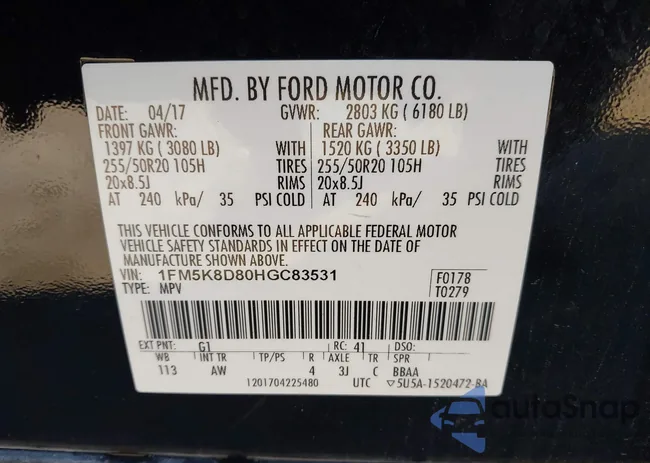 1FM5K8D80HGC83531: 43659890