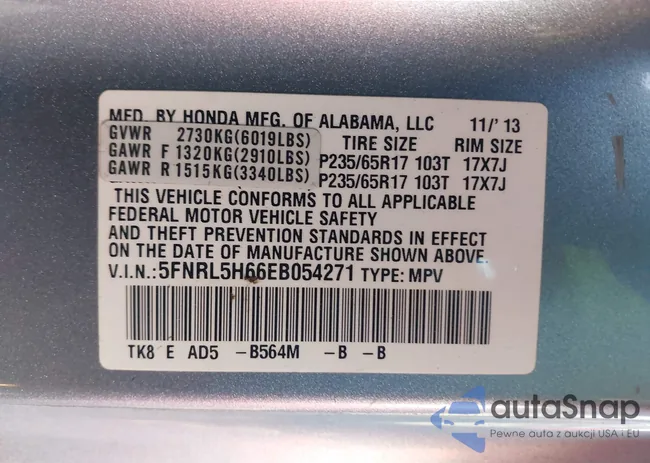 5FNRL5H66EB054271: 43659982