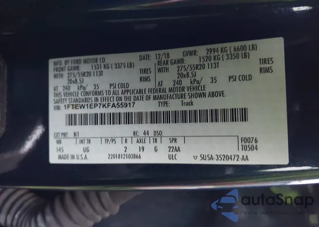 1FTEW1EP7KFA55917: 43660057