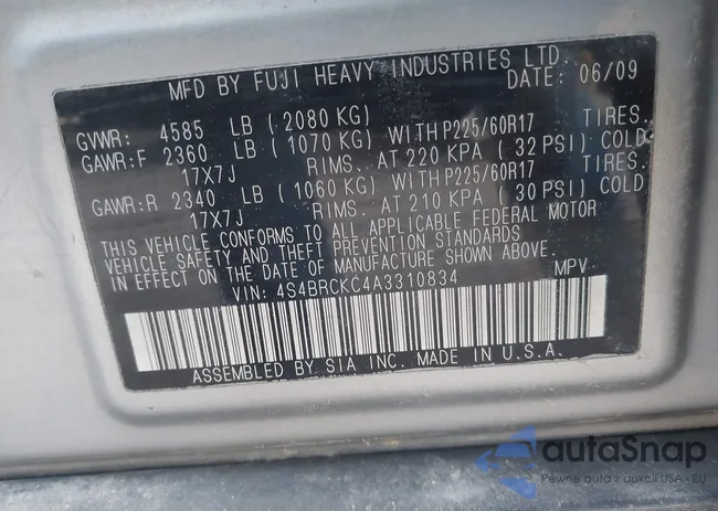 4S4BRCKC4A3310834: 43660089