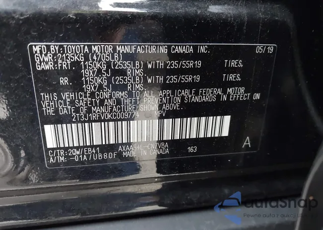 2T3J1RFV0KC009774: 43661176