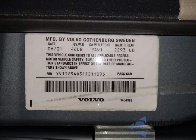 YV1TS94D311211093: 43661214