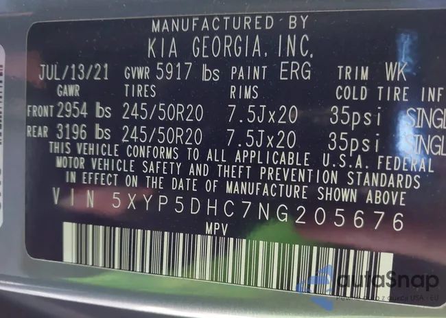 5XYP5DHC7NG205676: 43661270