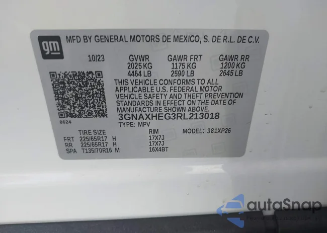 3GNAXHEG3RL213018: 43661286