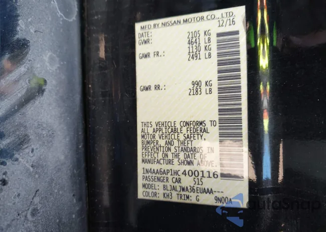 1N4AA6AP1HC400116: 43661322