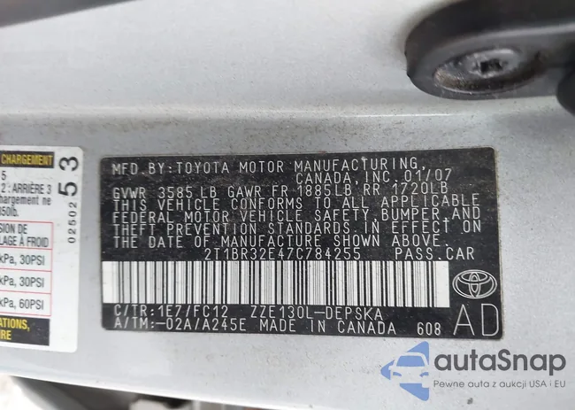 2T1BR32E47C784255: 43661331