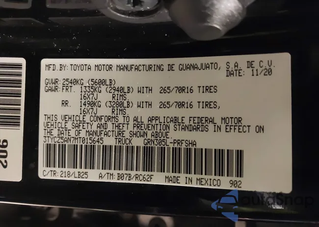 3TYCZ5AN7MT015645: 43661334