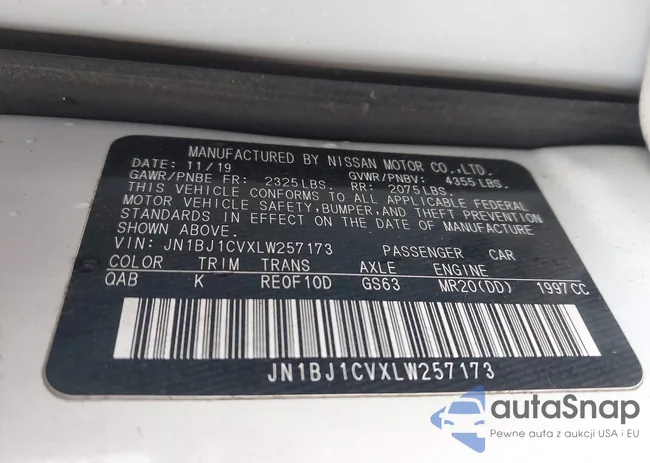 JN1BJ1CVXLW257173: 43661381