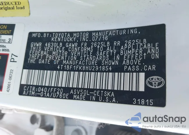 4T1BF1FK8HU291854: 43661404