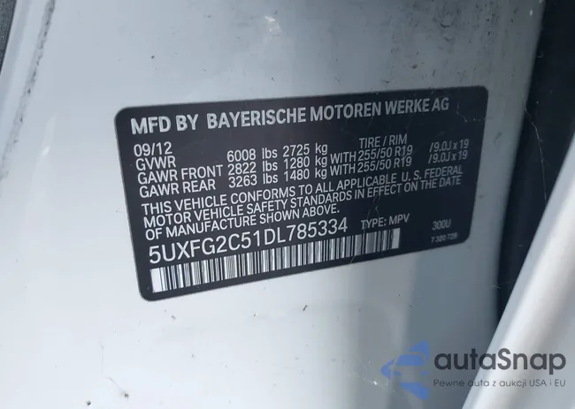 5UXFG2C51DL785334: 43661516