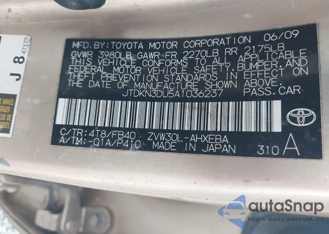 JTDKN3DU5A1036237: 43661602