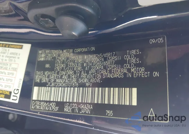 JTJBT20X060101876: 43661627