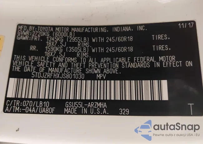 5TDJZRFHXJS801030: 43661705