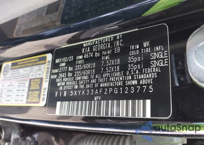 5XYK33AF2PG123775: 43661745