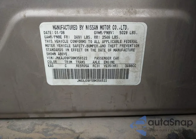 JNKAJ09F58M356522: 43661770