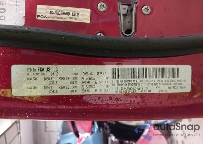 1C4NJDBB5HD143216: 43660950