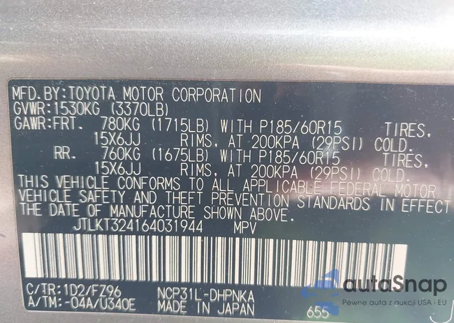 JTLKT324164031944: 43661000