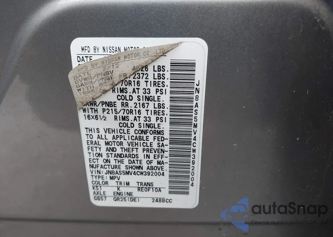 JN8AS5MV4CW392004: 43661166