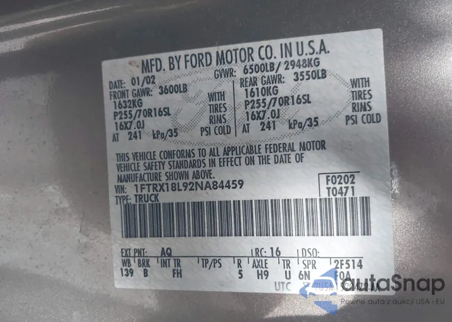 1FTRX18L92NA84459: 43662234