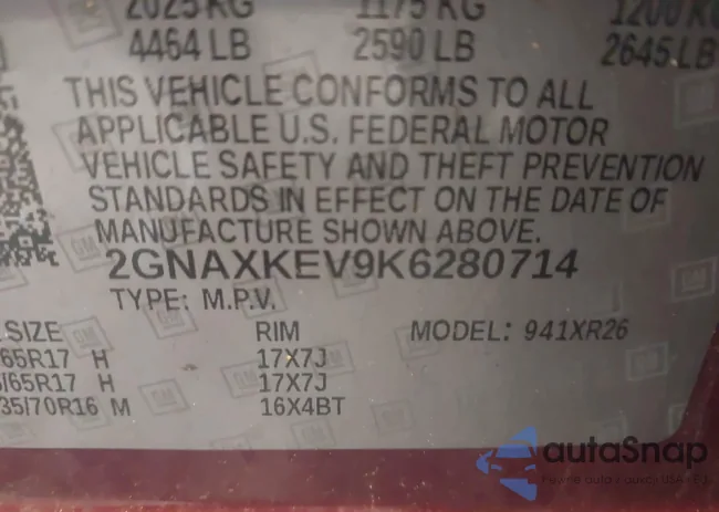 2GNAXKEV9K6280714: 43662253