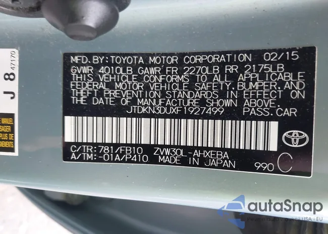 JTDKN3DUXF1927499: 43662260