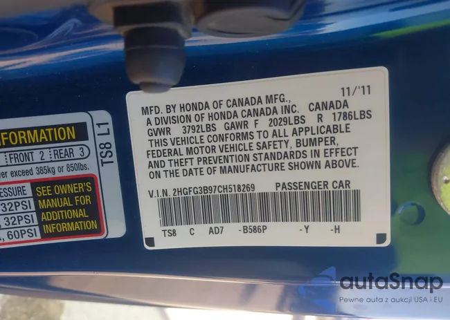 2HGFG3B97CH518269: 43662290