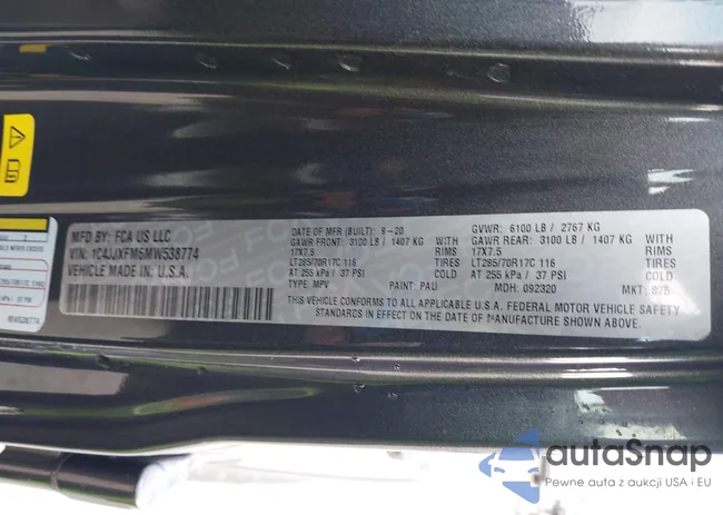 1C4JJXFM6MW538774: 43662300