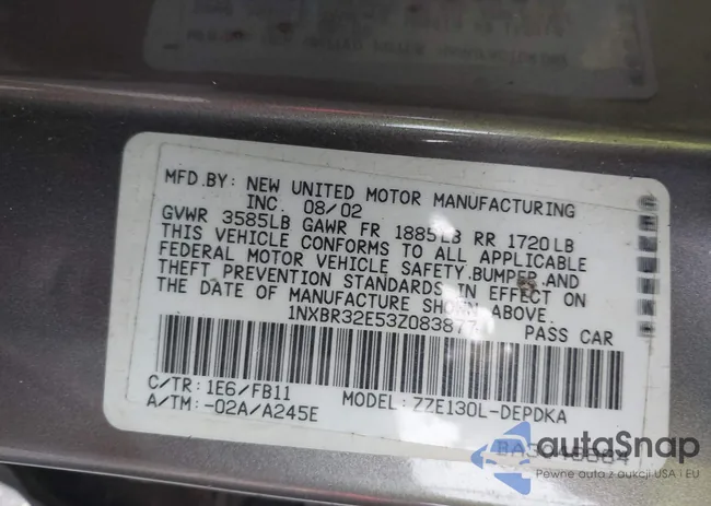 1NXBR32E53Z083877: 43662302