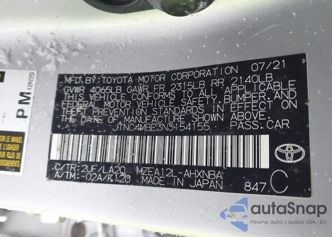 JTNC4MBE3N3154155: 43662323