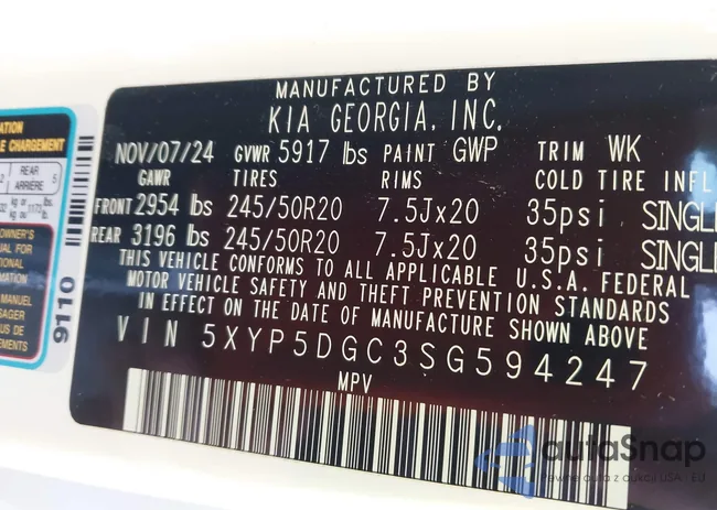 5XYP5DGC3SG594247: 43662376