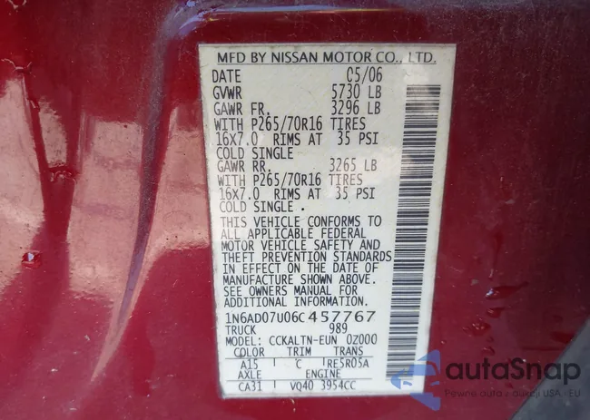 1N6AD07U06C457767: 43662425