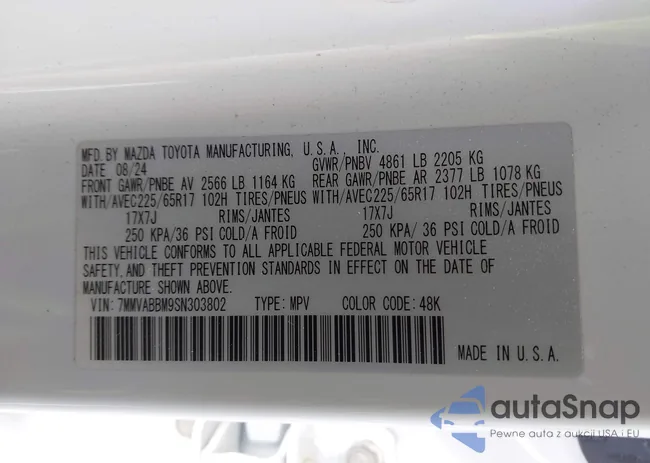 7MMVABBM9SN303802: 43662467