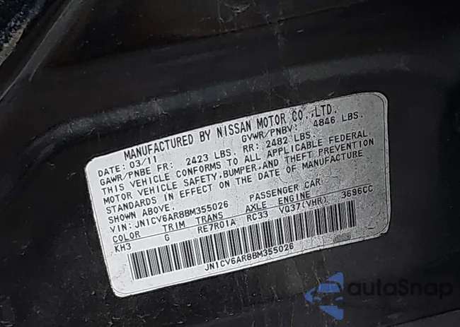 JN1CV6AR8BM355026: 43662482