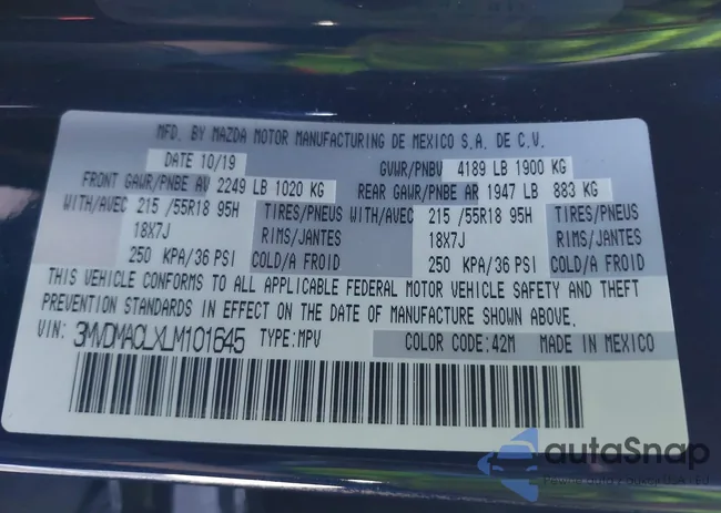 3MVDMACLXLM101645: 43662494