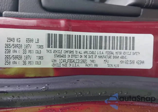 1C4RJFBG4LC312021: 43662652