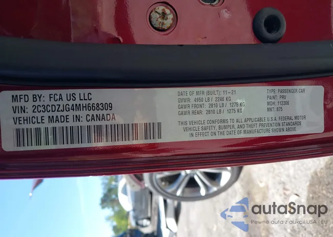 2C3CDZJG4MH668309: 43662670