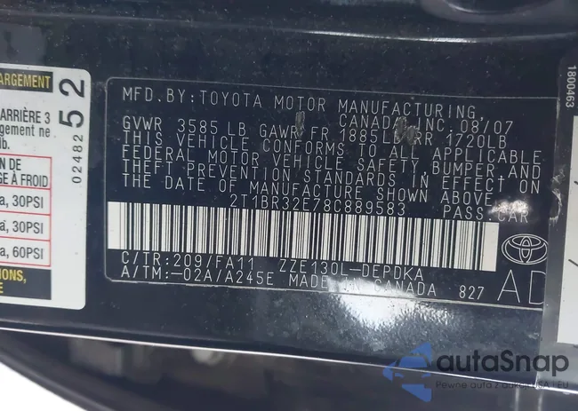 2T1BR32E78C889583: 43661778