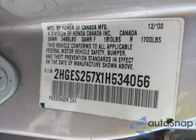 2HGES257X1H534056: 43661839