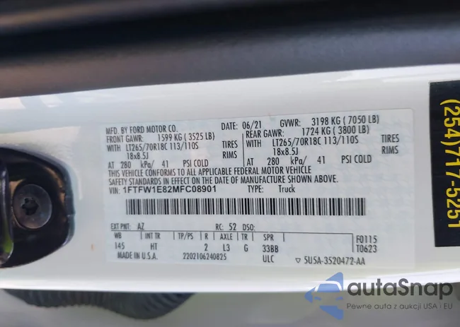 1FTFW1E82MFC08901: 43661860