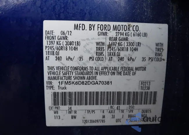 1FM5K8D82DGA70381: 43661903