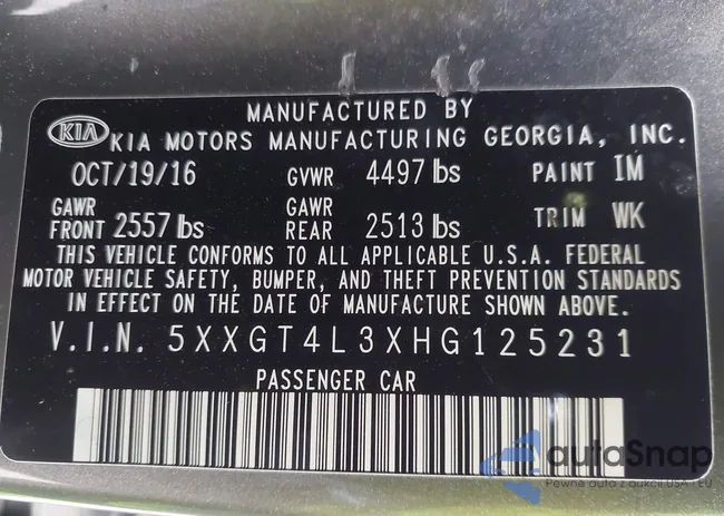 5XXGT4L3XHG125231: 43661949