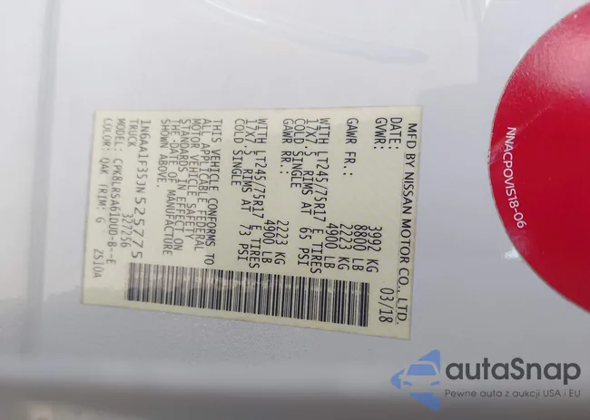 1N6AA1F35JN525775: 43663322