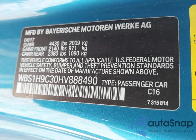 WBS1H9C30HV888490: 43663347