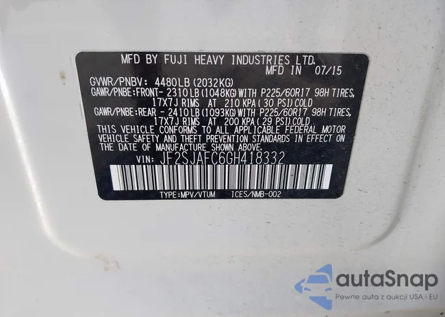 JF2SJAFC6GH418332: 43663419