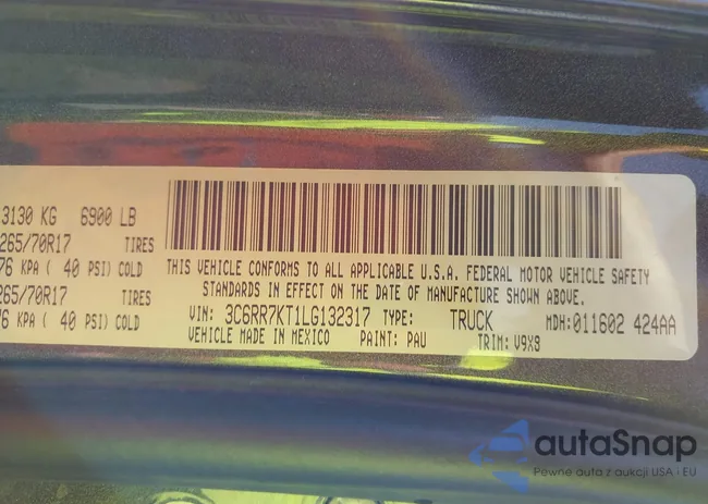 3C6RR7KT1LG132317: 43663429