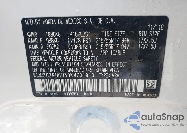 3CZRU6H30KM701810: 43663560