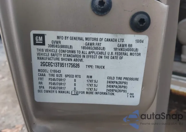 2GCFC13T951175626: 43663561