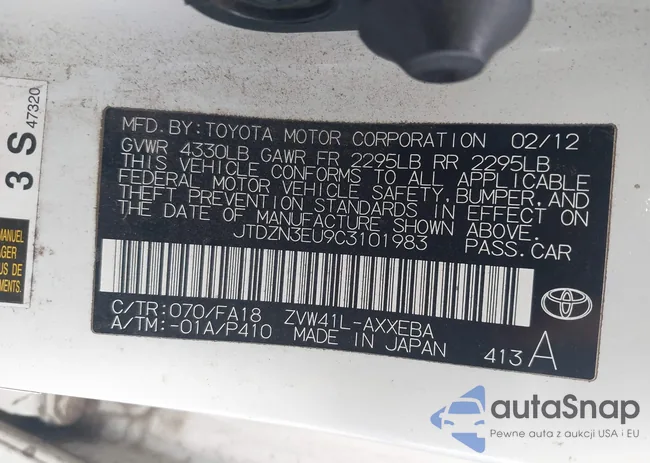 JTDZN3EU9C3101983: 43663669